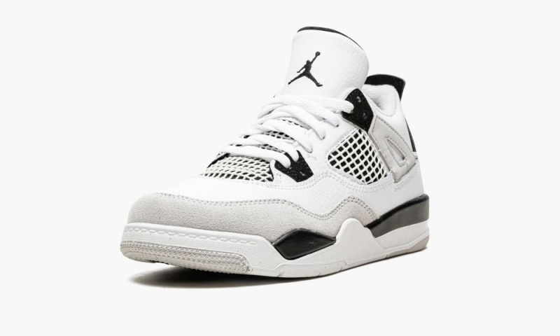 Nike Air Jordan 4 Retro PS 'Military Black' Schoenen Kinderen Wit Zwart Grijs Nederland | 712398-QNI