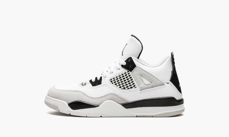 Nike Air Jordan 4 Retro PS \'Military Black\' Schoenen Kinderen Wit Zwart Grijs Nederland | 712398-QNI