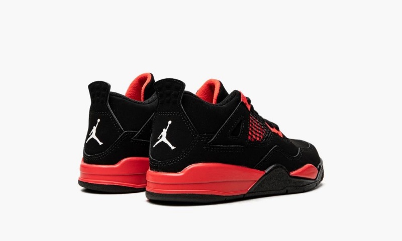 Nike Air Jordan 4 Retro PS 'Red Thunder' Schoenen Kinderen Zwart Wit Rood Nederland | 469352-ZJN