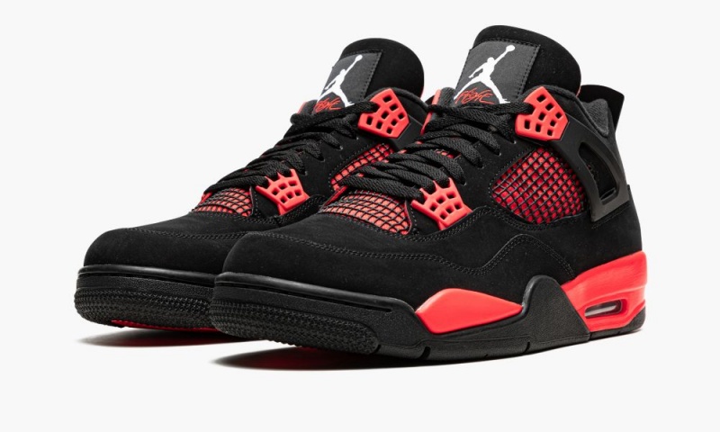 Nike Air Jordan 4 Retro 'Red Thunder' Schoenen Heren Zwart Wit Rood Nederland | 582713-HJG