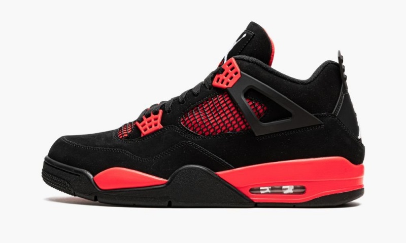 Nike Air Jordan 4 Retro \'Red Thunder\' Schoenen Heren Zwart Wit Rood Nederland | 582713-HJG
