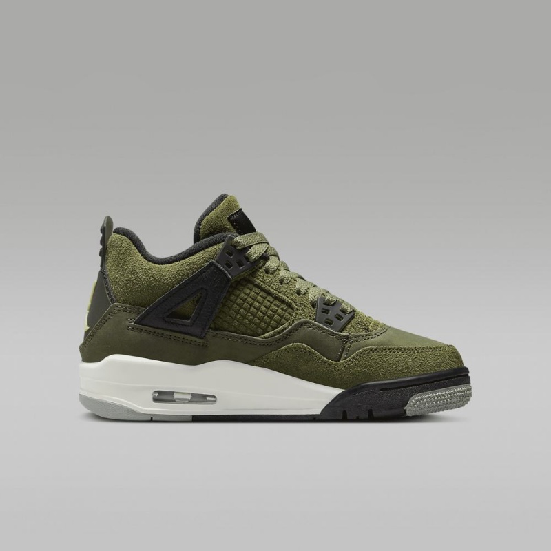 Nike Air Jordan 4 Retro SE Craft Schoenen Kinderen Olijfgroen Khaki Zwart Lichtgeel Nederland | 014259-OIU