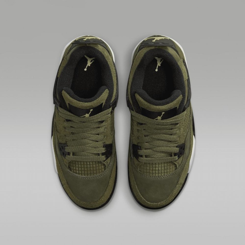 Nike Air Jordan 4 Retro SE Craft Schoenen Kinderen Olijfgroen Khaki Zwart Lichtgeel Nederland | 014259-OIU
