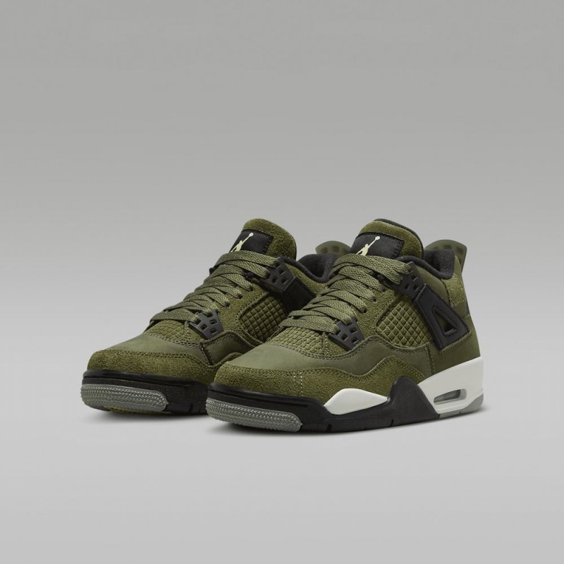 Nike Air Jordan 4 Retro SE Craft Schoenen Kinderen Olijfgroen Khaki Zwart Lichtgeel Nederland | 014259-OIU