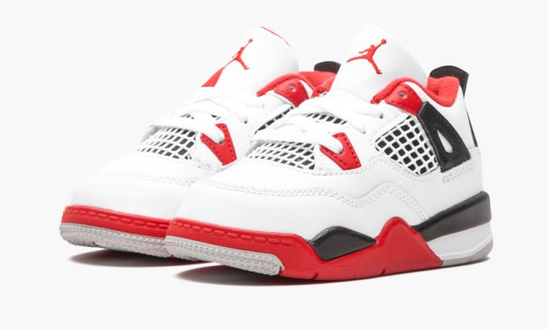 Nike Air Jordan 4 Retro (TD) 'Fire Red 2020' Schoenen Kinderen Wit Rood Zwart Grijs Nederland | 085476-EUQ