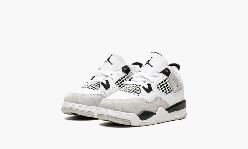 Nike Air Jordan 4 Retro TD 'Military Black' Schoenen Kinderen Wit Zwart Grijs Nederland | 631759-SHN
