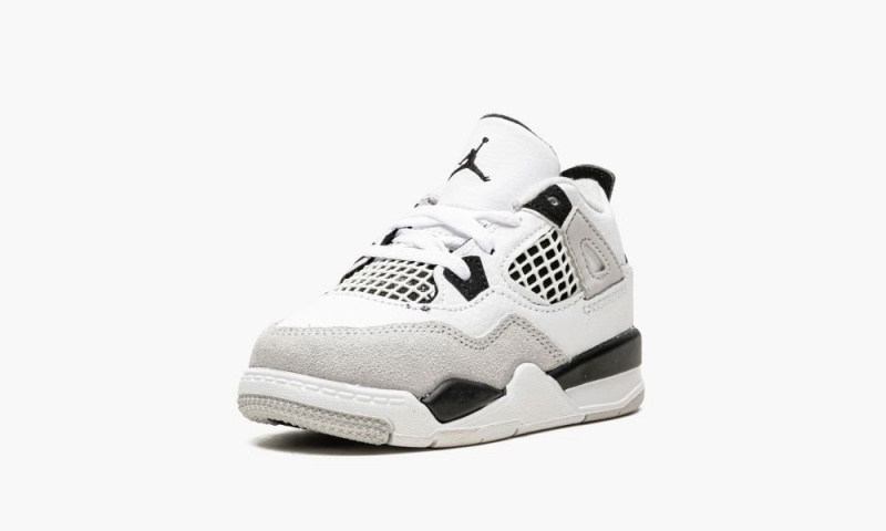 Nike Air Jordan 4 Retro TD 'Military Black' Schoenen Kinderen Wit Zwart Grijs Nederland | 631759-SHN
