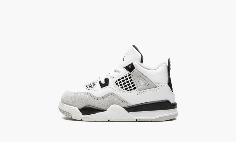 Nike Air Jordan 4 Retro TD \'Military Black\' Schoenen Kinderen Wit Zwart Grijs Nederland | 631759-SHN