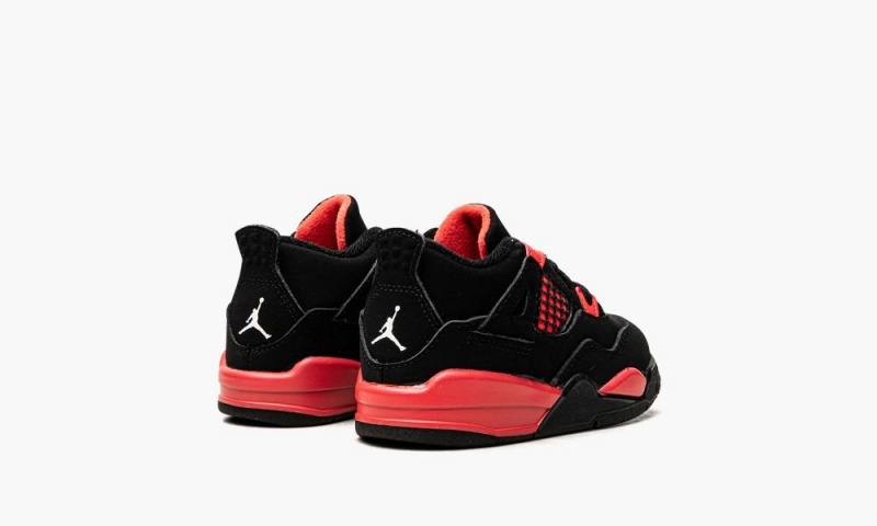 Nike Air Jordan 4 Retro TD 'Red Thunder' Schoenen Kinderen Zwart Wit Rood Nederland | 407368-KYI