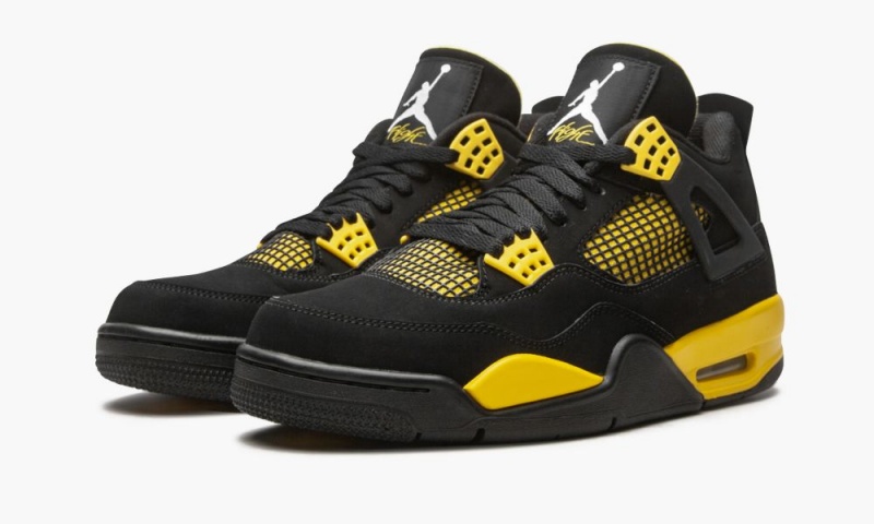 Nike Air Jordan 4 Retro 'Thunder' Schoenen Heren Zwart Wit Geel Nederland | 239157-KHB