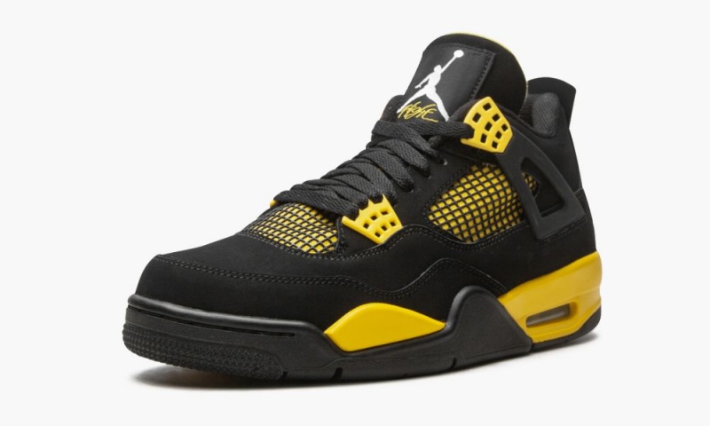 Nike Air Jordan 4 Retro 'Thunder' Schoenen Heren Zwart Wit Geel Nederland | 239157-KHB