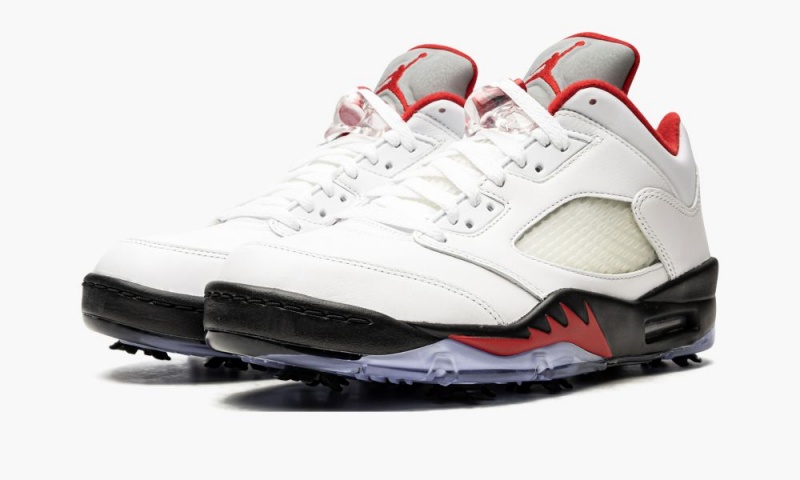 Nike Air Jordan 5 Low Golf 'Fire Red - Silver Tongue' Schoenen Heren Wit Rood Zwart Nederland | 643857-BOV
