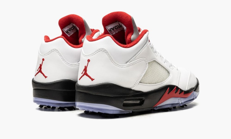 Nike Air Jordan 5 Low Golf 'Fire Red - Silver Tongue' Schoenen Heren Wit Rood Zwart Nederland | 643857-BOV