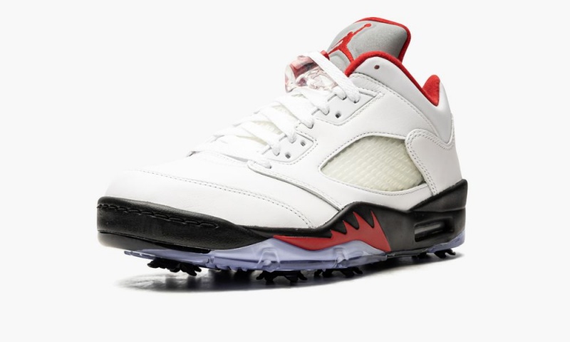 Nike Air Jordan 5 Low Golf 'Fire Red - Silver Tongue' Schoenen Heren Wit Rood Zwart Nederland | 643857-BOV