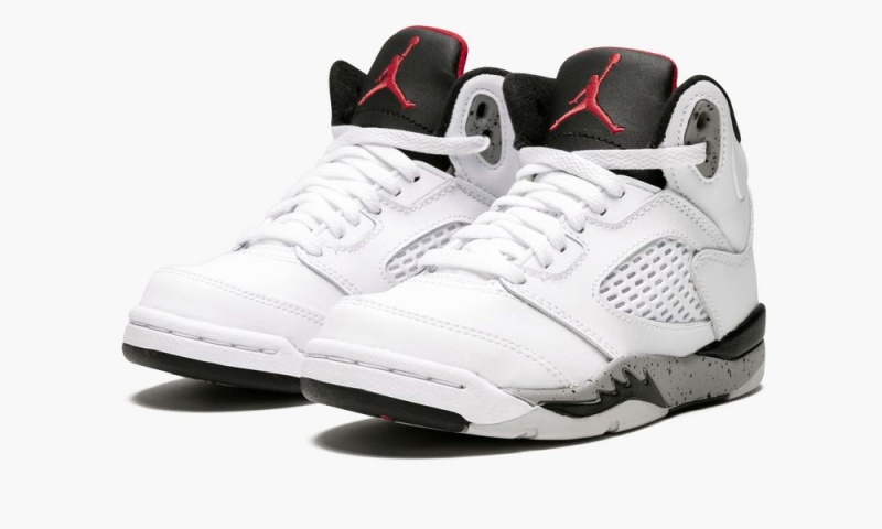 Nike Air Jordan 5 Retro BP 'White Cement' Schoenen Kinderen Wit Rood Zwart Nederland | 184956-BWZ