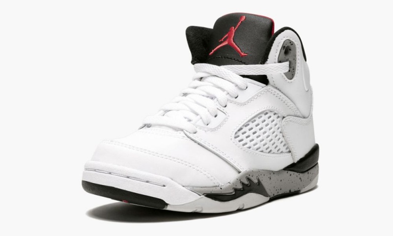 Nike Air Jordan 5 Retro BP 'White Cement' Schoenen Kinderen Wit Rood Zwart Nederland | 184956-BWZ