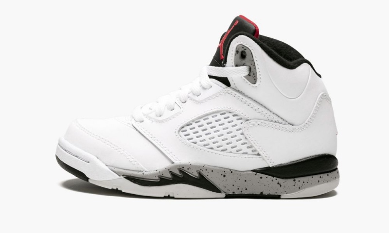Nike Air Jordan 5 Retro BP \'White Cement\' Schoenen Kinderen Wit Rood Zwart Nederland | 184956-BWZ