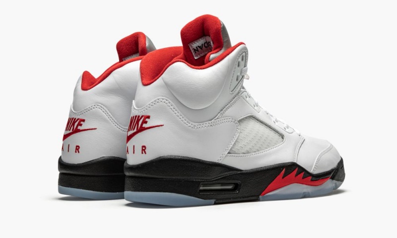 Nike Air Jordan 5 Retro 'Fire Red Silver Tongue 2020' Schoenen Heren Wit Rood Zwart Nederland | 562147-HCO