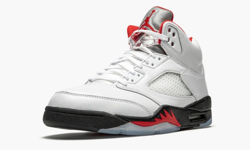 Nike Air Jordan 5 Retro 'Fire Red Silver Tongue 2020' Schoenen Heren Wit Rood Zwart Nederland | 562147-HCO