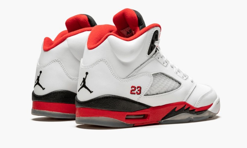 Nike Air Jordan 5 Retro GS 'Fire Red Black Tongue' Schoenen Kinderen Wit Rood Zwart Nederland | 703425-UGL
