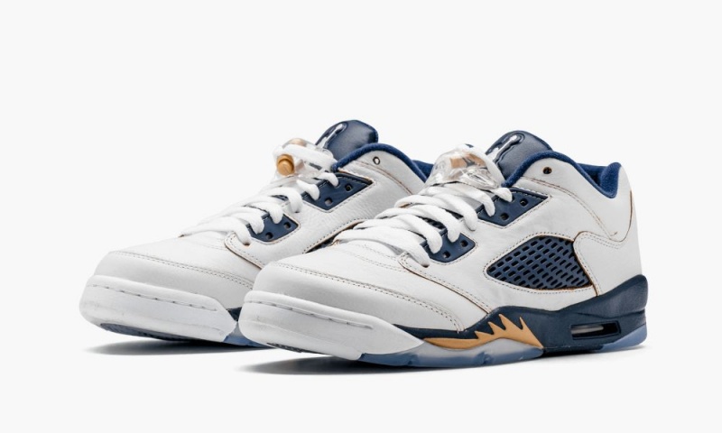 Nike Air Jordan 5 Retro Low (GS) Schoenen Kinderen Wit Metal Goud Donkerblauw Nederland | 204786-IEM