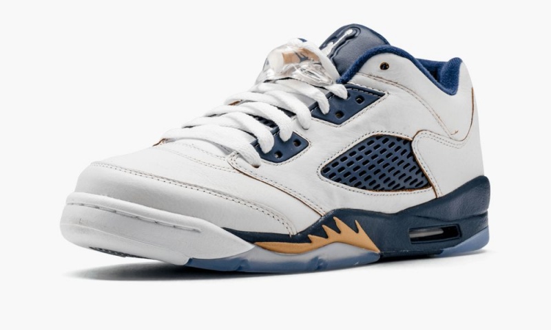 Nike Air Jordan 5 Retro Low (GS) Schoenen Kinderen Wit Metal Goud Donkerblauw Nederland | 204786-IEM