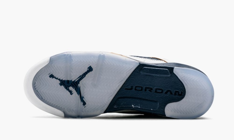 Nike Air Jordan 5 Retro Low (GS) Schoenen Kinderen Wit Metal Goud Donkerblauw Nederland | 204786-IEM