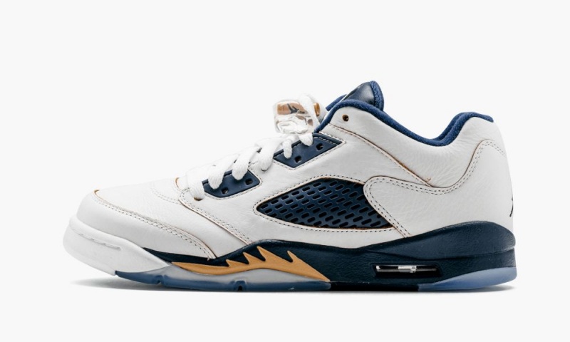 Nike Air Jordan 5 Retro Low (GS) Schoenen Kinderen Wit Metal Goud Donkerblauw Nederland | 204786-IEM