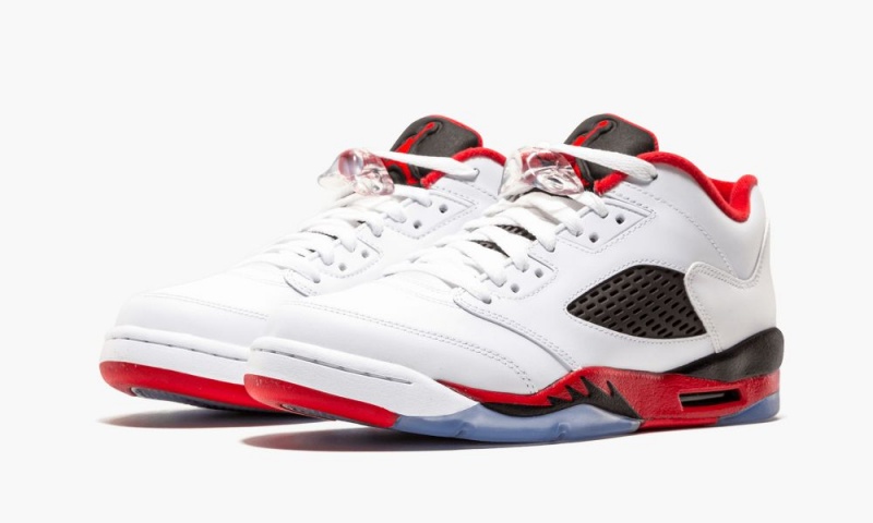 Nike Air Jordan 5 Retro Low GS Schoenen Kinderen Wit Rood Zwart Nederland | 318695-LTU