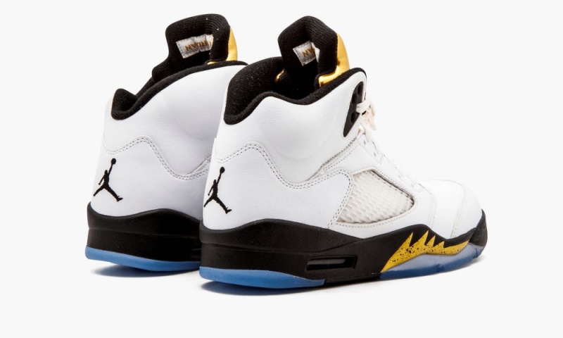 Nike Air Jordan 5 Retro 'Olympic Gold Medal' Schoenen Heren Wit Zwart Goud Nederland | 890671-FDE