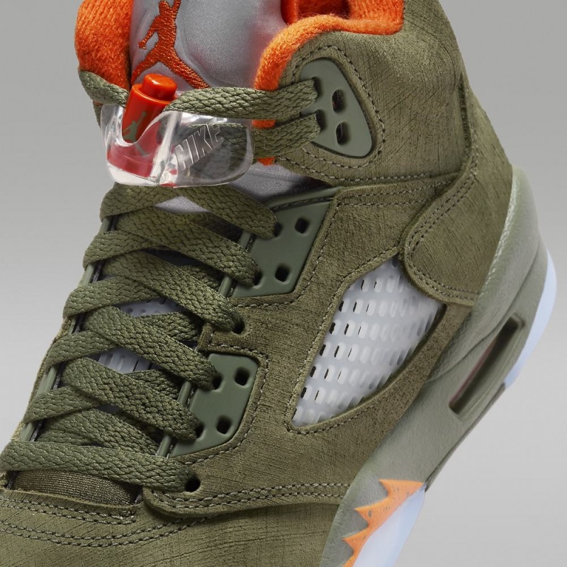 Nike Air Jordan 5 Retro Schoenen Kinderen Olijfgroen Oranje Nederland | 651892-DSQ