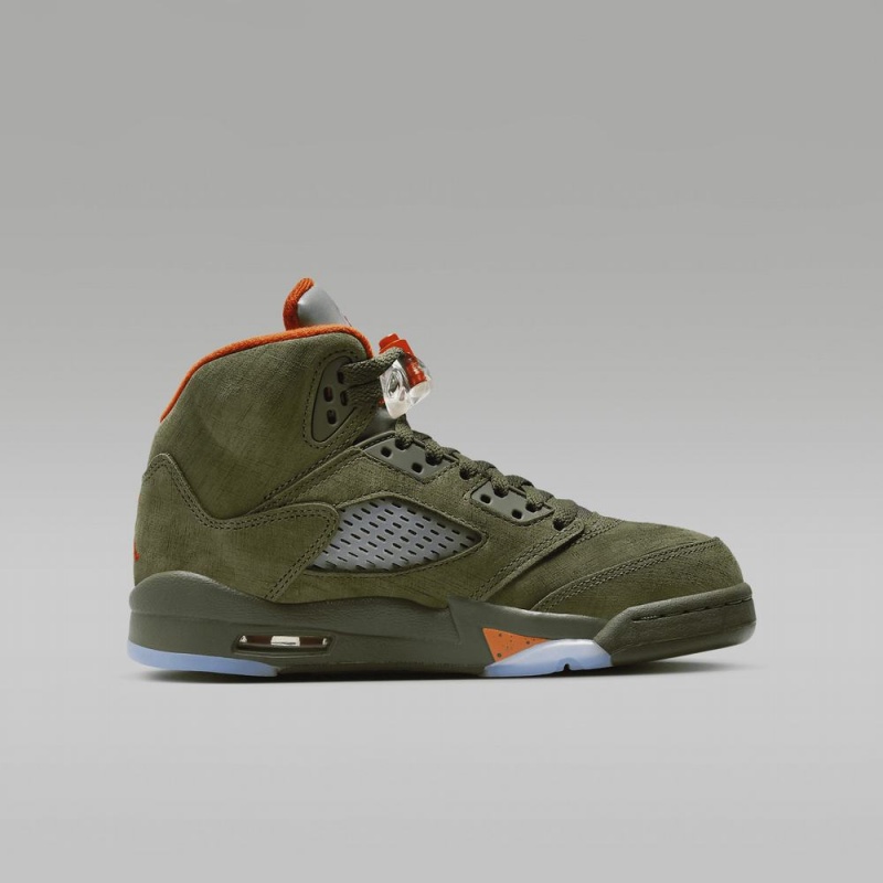 Nike Air Jordan 5 Retro Schoenen Kinderen Olijfgroen Oranje Nederland | 651892-DSQ