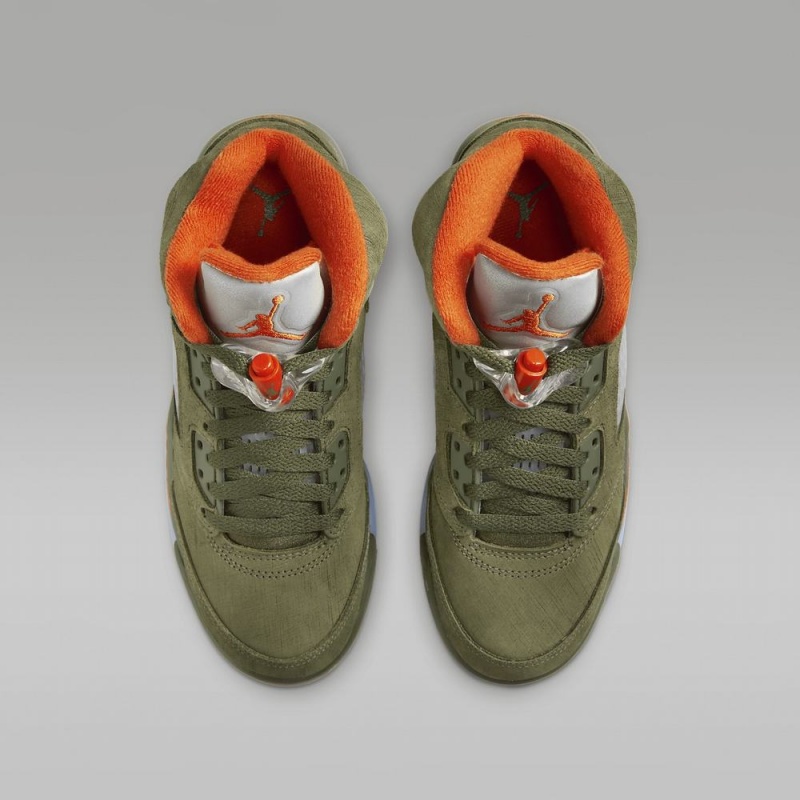 Nike Air Jordan 5 Retro Schoenen Kinderen Olijfgroen Oranje Nederland | 651892-DSQ