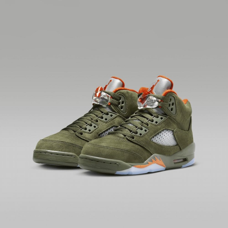 Nike Air Jordan 5 Retro Schoenen Kinderen Olijfgroen Oranje Nederland | 651892-DSQ