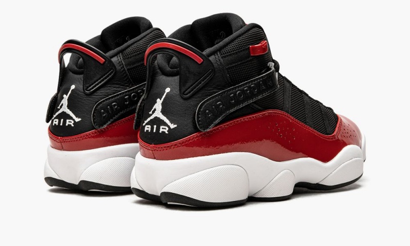 Nike Air Jordan 6 RINGS Schoenen Heren Zwart Rood Wit Nederland | 560981-ELP