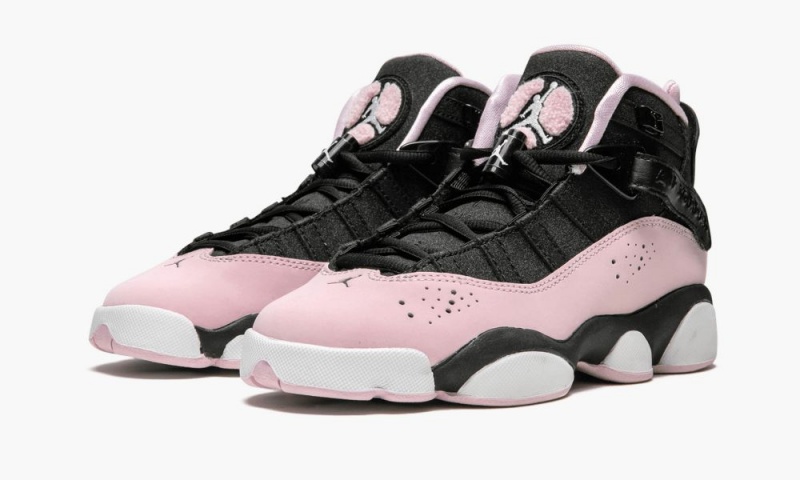 Nike Air Jordan 6 RINGS Schoenen Kinderen Zwart Roze Donkergrijs Nederland | 950672-JQW