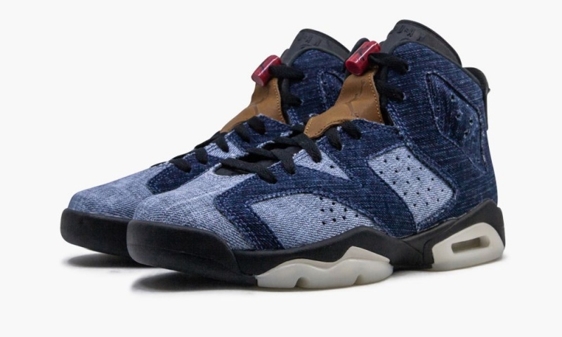 Nike Air Jordan 6 Retro (GS) 'Washed Denim' Schoenen Kinderen Blauw Zwart Lichtturkoois Nederland | 364802-QZT