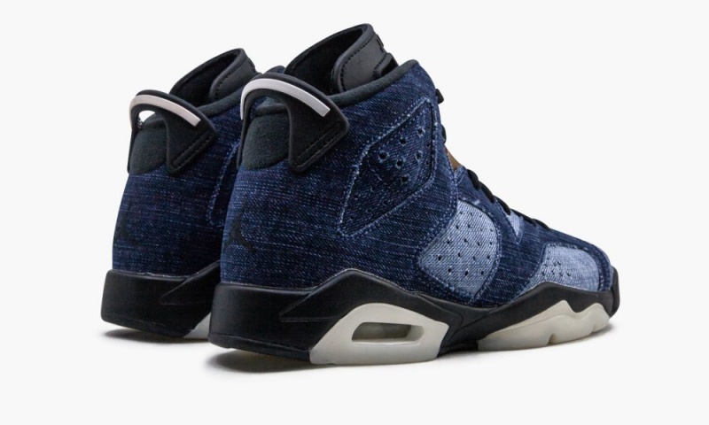 Nike Air Jordan 6 Retro (GS) 'Washed Denim' Schoenen Kinderen Blauw Zwart Lichtturkoois Nederland | 364802-QZT