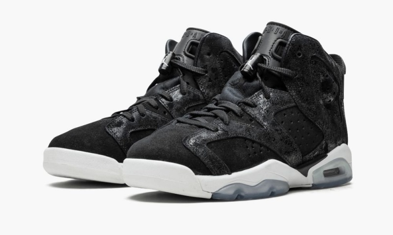 Nike Air Jordan 6 Retro PREM HC GG 'Heiress - Black Suede' Schoenen Kinderen Zwart Wit Rood Nederland | 139468-JBC