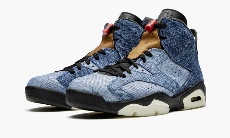 Nike Air Jordan 6 'Washed Denim' Schoenen Heren Zwart Rood Nederland | 280956-YZV