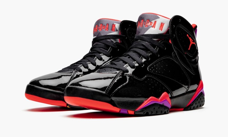 Nike Air Jordan 7 'Black Lak Leren' Schoenen Dames Zwart Lichtrood Donkergrijs Nederland | 431758-IQG