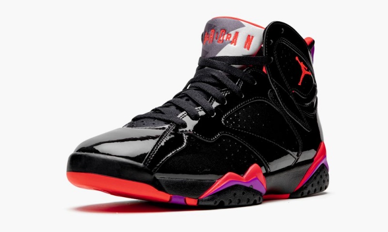 Nike Air Jordan 7 'Black Lak Leren' Schoenen Dames Zwart Lichtrood Donkergrijs Nederland | 431758-IQG