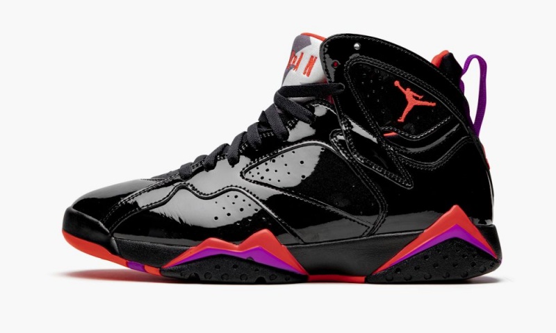 Nike Air Jordan 7 \'Black Lak Leren\' Schoenen Dames Zwart Lichtrood Donkergrijs Nederland | 431758-IQG
