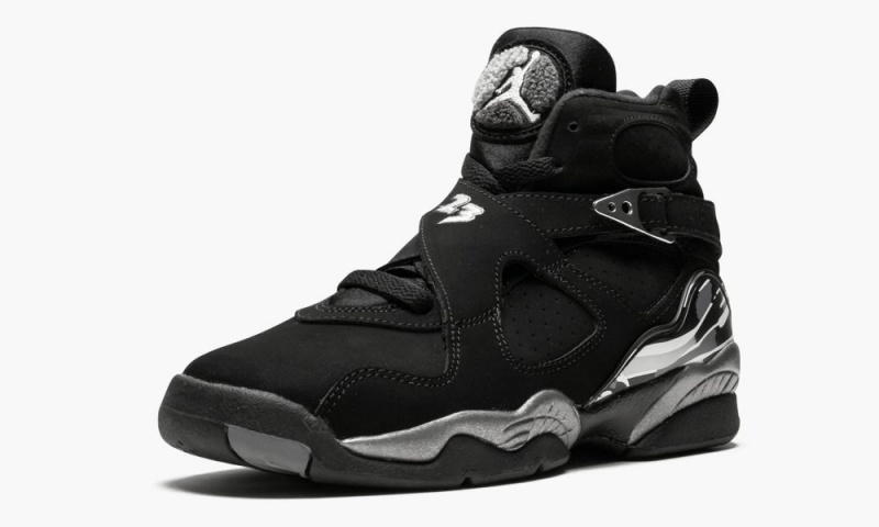 Nike Air Jordan 8 Retro BG 'Chrome' Schoenen Kinderen Zwart Wit Diepgrijs Nederland | 237981-PGN