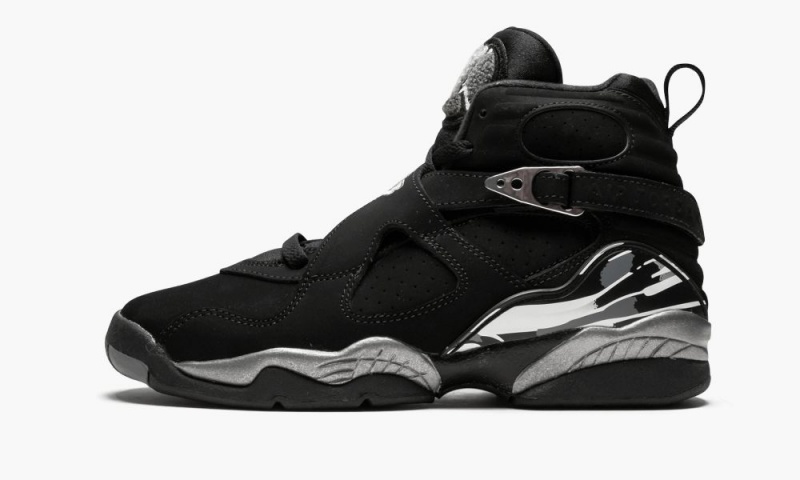 Nike Air Jordan 8 Retro BG \'Chrome\' Schoenen Kinderen Zwart Wit Diepgrijs Nederland | 237981-PGN