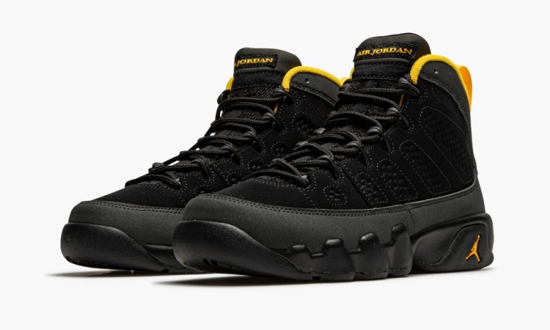 Nike Air Jordan 9 Retro GS 'University Gold' Schoenen Kinderen Zwart Donkergrijs Nederland | 691032-YBZ