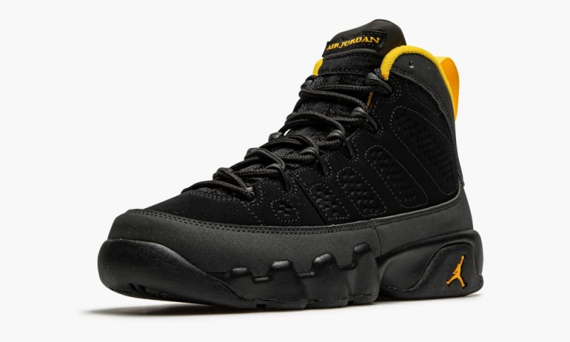 Nike Air Jordan 9 Retro GS 'University Gold' Schoenen Kinderen Zwart Donkergrijs Nederland | 691032-YBZ