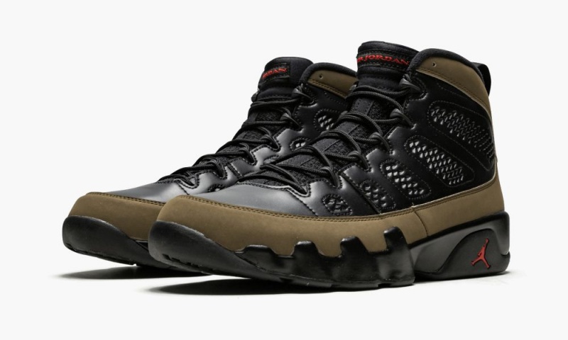 Nike Air Jordan 9 Retro 'Olive' Schoenen Heren Zwart Rood Lichtolijfgroen Nederland | 237948-GZH