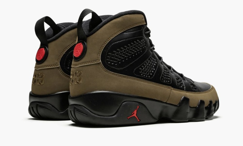 Nike Air Jordan 9 Retro 'Olive' Schoenen Heren Zwart Rood Lichtolijfgroen Nederland | 237948-GZH
