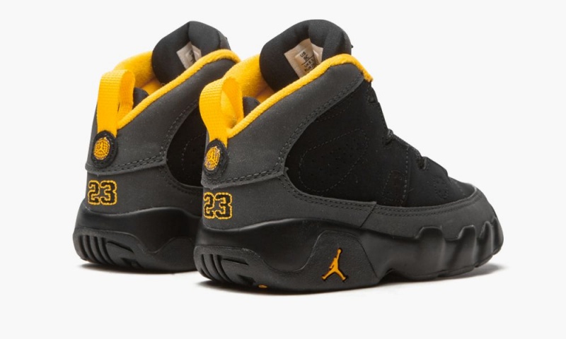 Nike Air Jordan 9 Retro TD 'University Gold' Schoenen Kinderen Zwart Donkergrijs Nederland | 895621-YRT